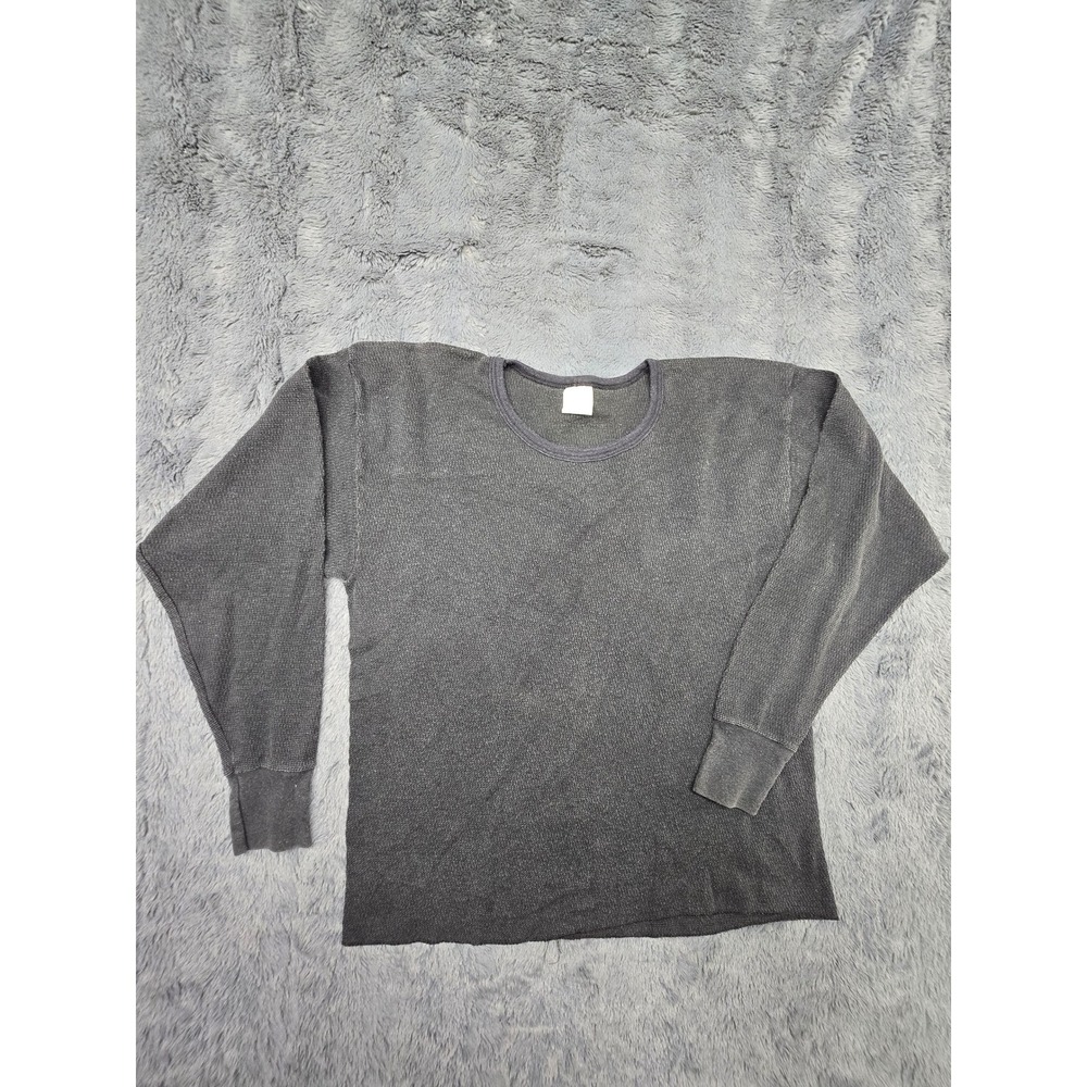 Lady Manhattan Vintage Gray Thermal Knit Long Sleeve Top 2XL Made in USA